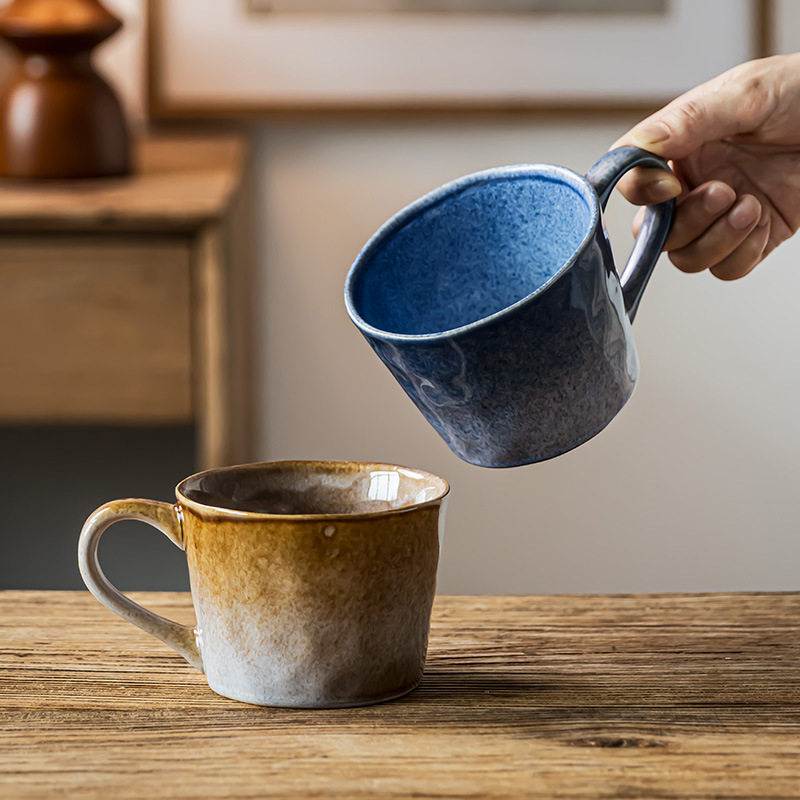 窑变马克杯复古陶瓷杯甜品杯高颜值渐变款杯子家用水杯咖啡杯图片