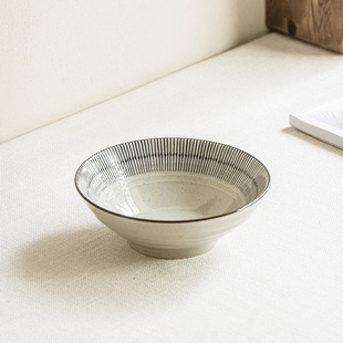 复古陶瓷碗创意斗笠碗家用餐具7英寸菜碗早餐碗吃面碗嗦粉碗 日式