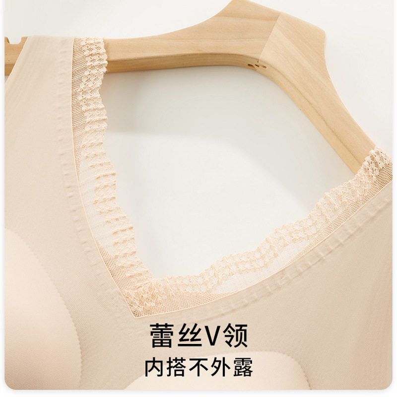 中老年人妈妈无痕冰丝吊带背心女带胸垫打底内衣大码免穿文胸夏季