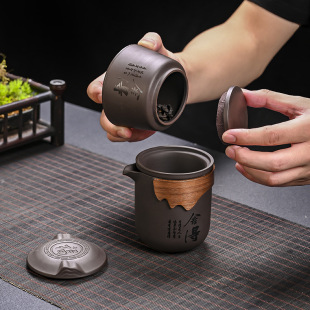 包快客杯一壶三杯紫砂功夫家用茶壶礼品 户外旅行茶具套装