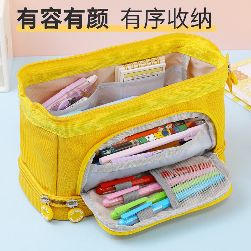 船型大容量多层帆布笔袋