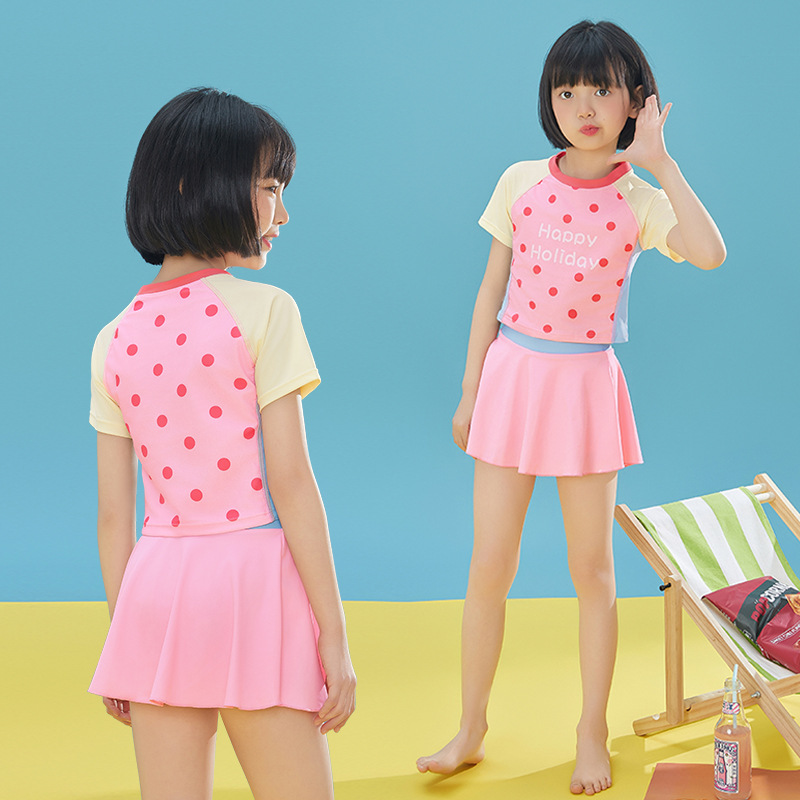 儿童游泳衣女童2024新款短裙速干分体温泉防晒休闲中小童泳装
