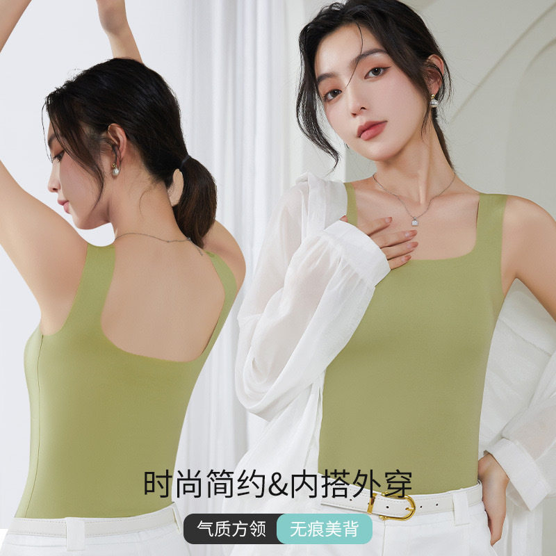 吊带背心女冰丝内搭带胸垫文胸一体夏季新款薄款美背内衣打底外穿