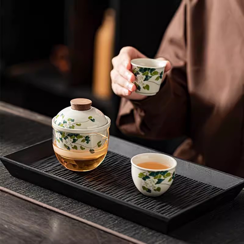草木灰国风旅行茶具套装户外露营泡茶装备式收纳出差快客茶杯