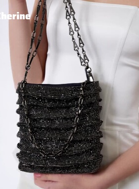 BELLA黑色钻石包包女款手提包新款轻奢小众高级感女包单肩包