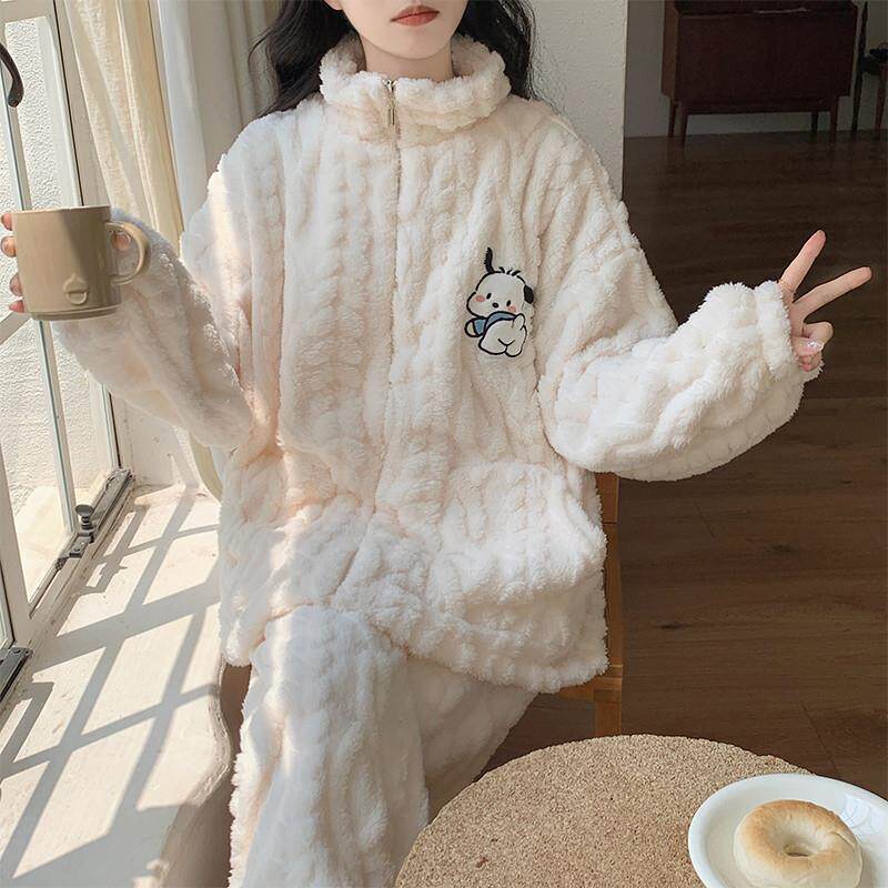 睡衣女冬季珊瑚绒加绒加厚2024年新款秋季家居服女款秋冬长袖长款