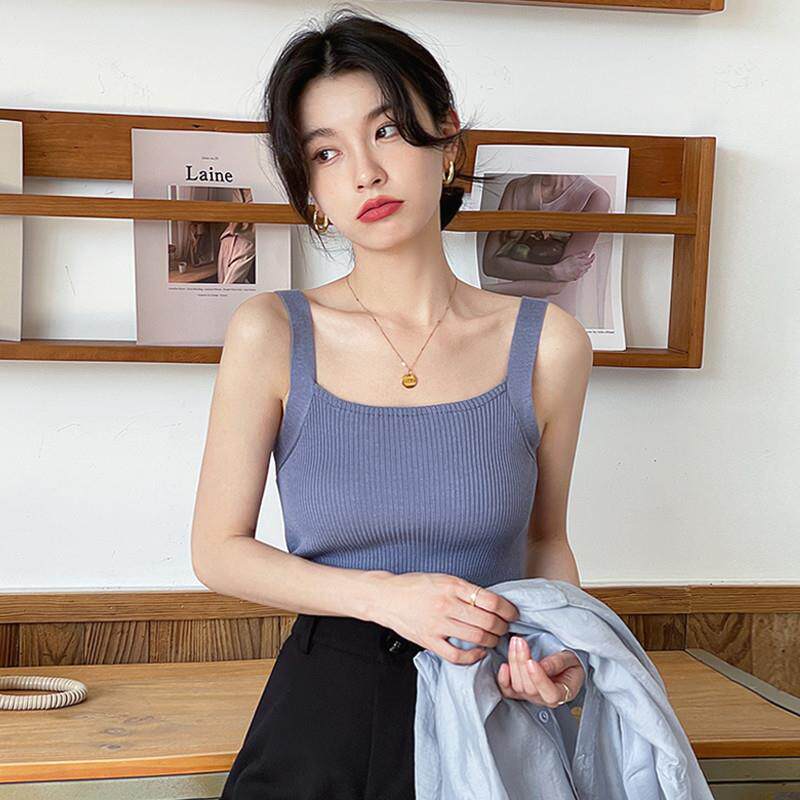 黑打底方领小背心女2024新款内搭白色吊带夏季外穿大码针织上衣