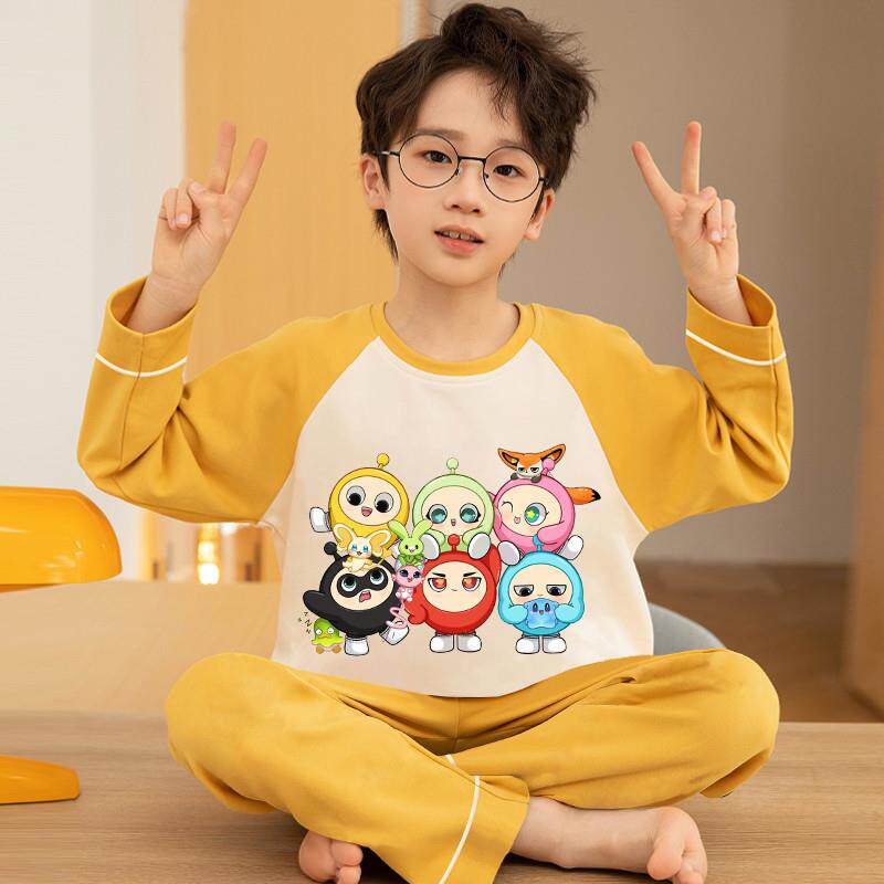 儿童睡衣男童2025新款春秋季蛋仔小男孩子长袖长裤卡通家居服学生