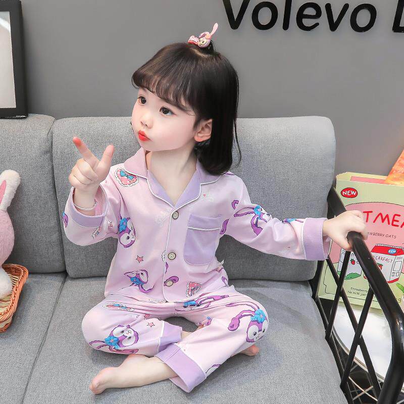 儿童睡衣春夏纯棉女孩套装宝宝长袖秋季小女童家居服大童全棉A类