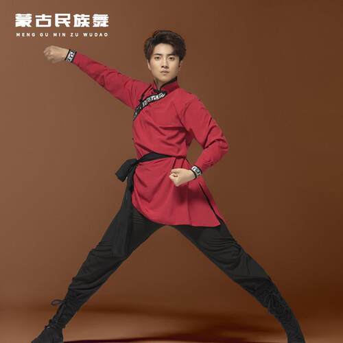蒙古骑马舞服装成人男舞台演出服少数民族艺考练功服摔跤舞服饰新