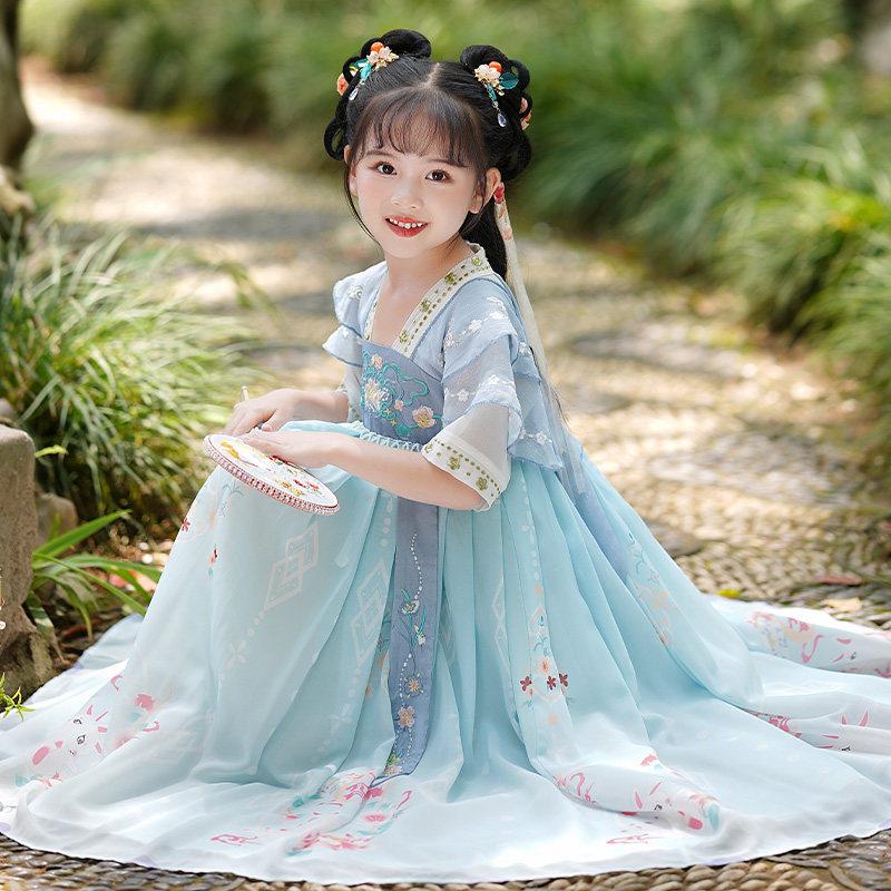 儿童夏季汉服连衣裙唐装公主裙 2025新款女童古风民族服装
