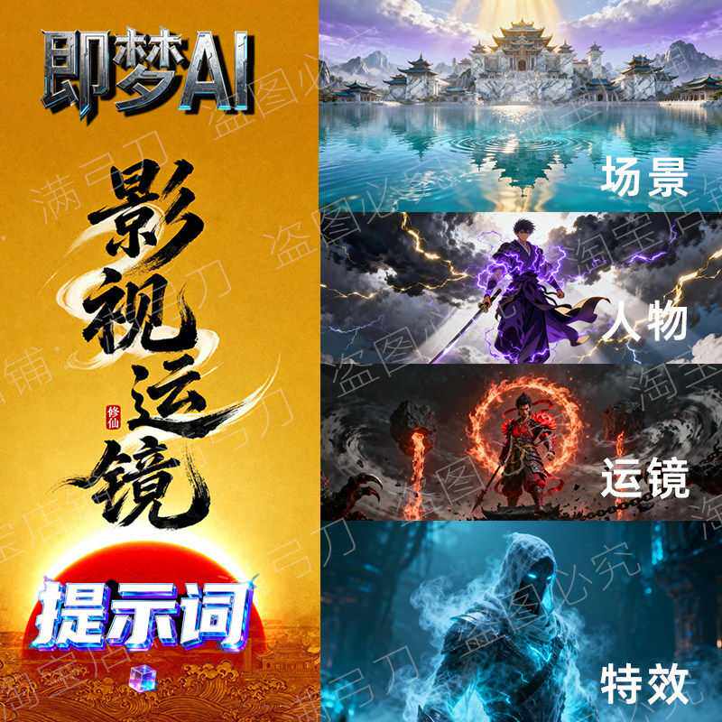 即梦AI文图生成视频提示词电影分镜头运镜可灵豆包制作指令零教程