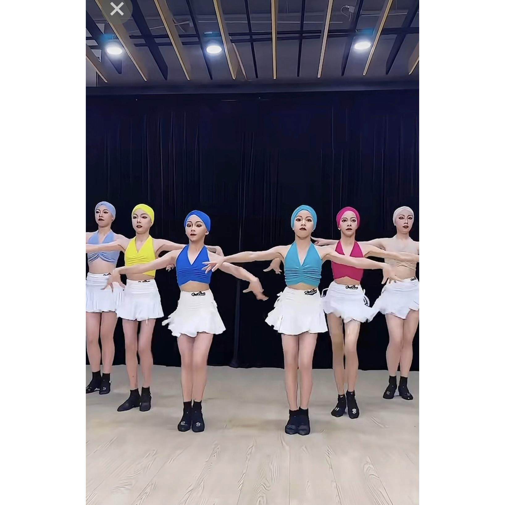 拉丁舞服女童专业表演服套装演出服练功服六一儿童节服装彩色