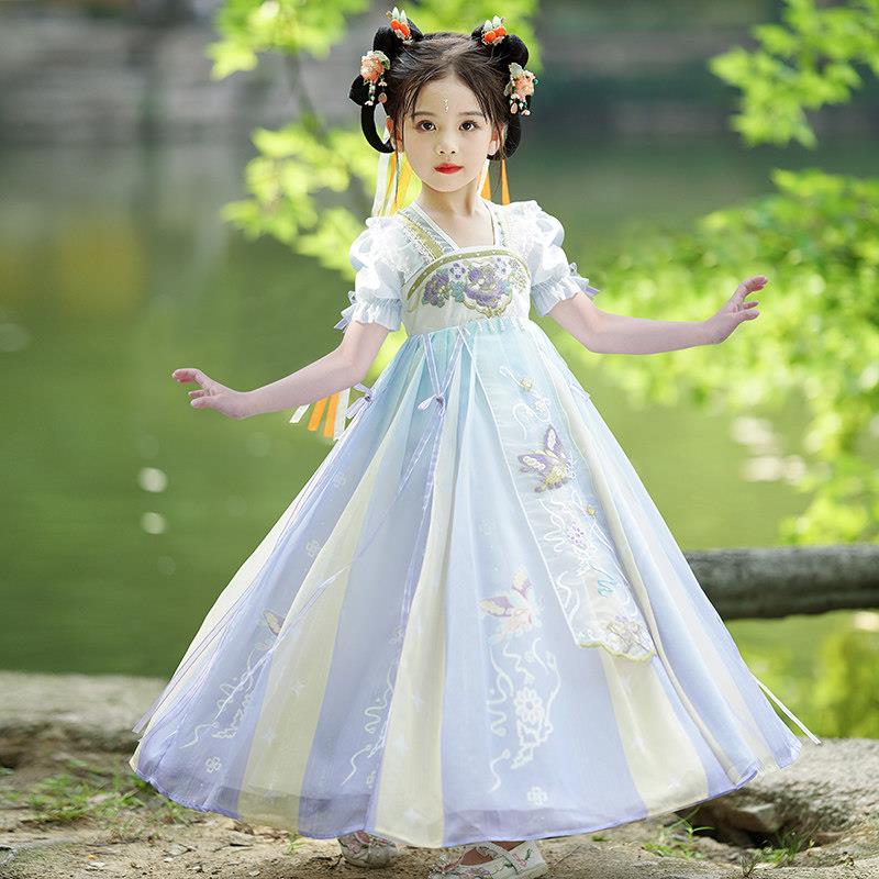 女童汉服夏季中国风2025新款超仙古装儿童裙子女孩古风公主连身裙