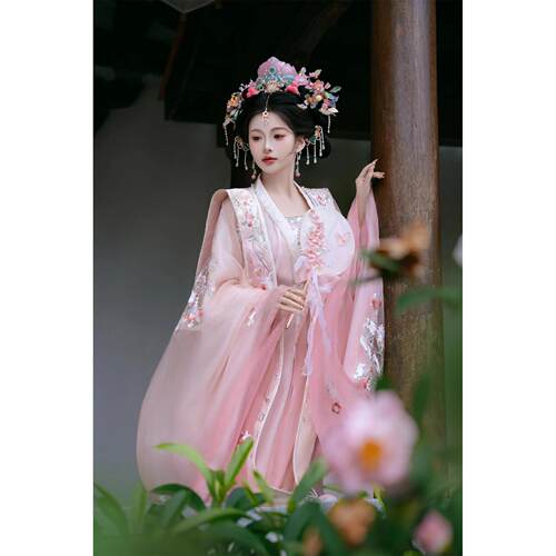 宋制汉服泉州簪花摄影服原创高端重工绣花仙气中国风齐腰古装霞披