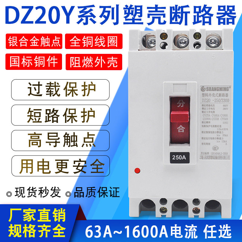 DZ20Y-160C225A250J400A630A塑壳断路器空气开关三相380V电机保护 - 实物图