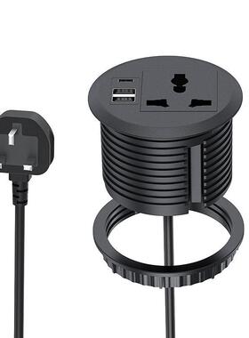 万用圆形插座 18WTypeC桌面暗装排插嵌入式酒店书柜圆孔英规插座