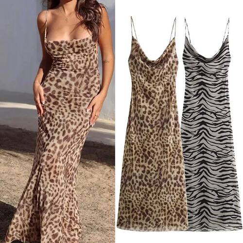 Animal print suspender dress for women动物纹印花吊带连衣裙女
