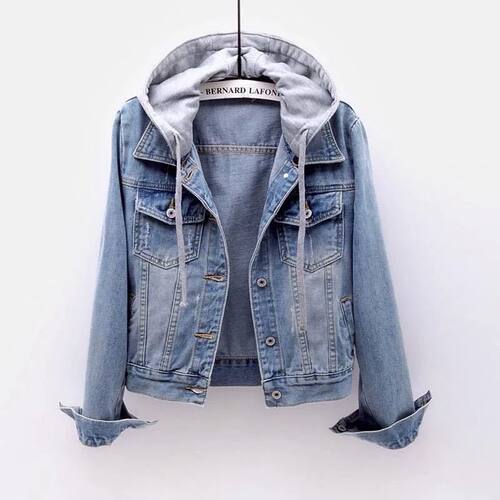 Long sleeved slim fit hooded jacket women 长袖修身连帽外套女