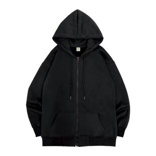 Loose zipper long sleeved hooded jacket 宽松拉链长袖连帽外套