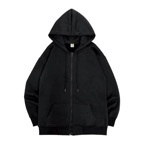 Loose zipper long sleeved hooded jacket 宽松拉链长袖连帽外套