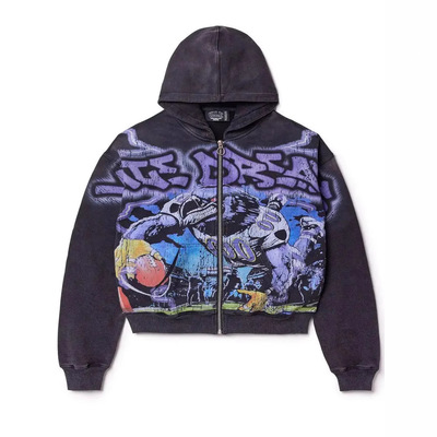 美式印花拉链卫衣外套Americanprinted zipper sweatshirt jacket