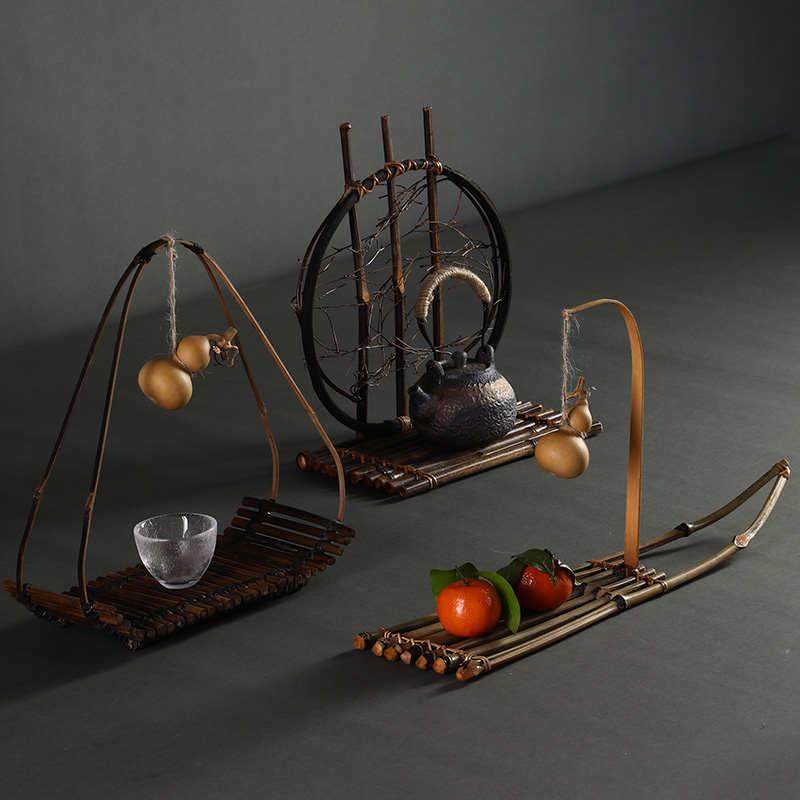 竹工艺品摆件创意小竹排葫芦装饰垫复古手工竹编香炉底座托盘禅意,特色手工艺,竹编/竹雕,淘宝优惠券,粉丝福利购,淘宝优惠卷