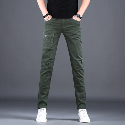 男士牛仔裤工装裤修身小脚弹力