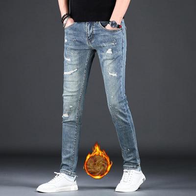 香港高端破洞加绒男款长裤