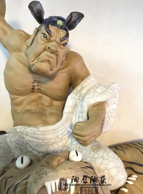 推荐武松打虎生肖门厅陶瓷石湾公仔家居客厅工艺中式人物饰品摆件