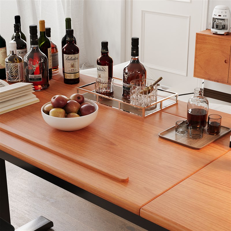 电动升降桌实木办公电脑桌小户型可倾斜书桌儿童学习桌家用书法桌