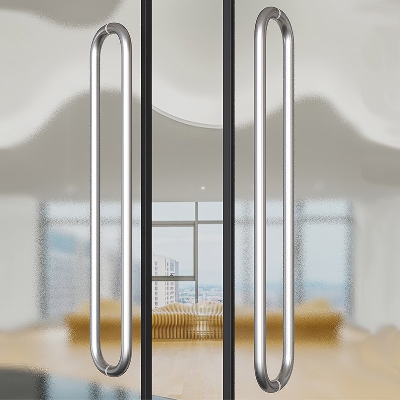 极简约有无框玻璃门大拉手加厚不锈钢商铺办公室实木门长把手红色