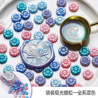夜光极光蜡粒珠光马卡龙色火漆硅胶模具盒装异形火漆蜡粒套装
