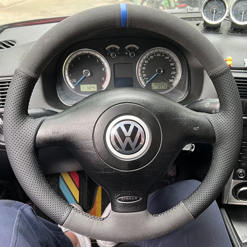 适用于大众高尔夫4方向盘套真皮把套手缝专车专用全包内饰改装