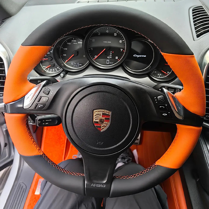 保时捷卡宴真皮专车专用方向盘套