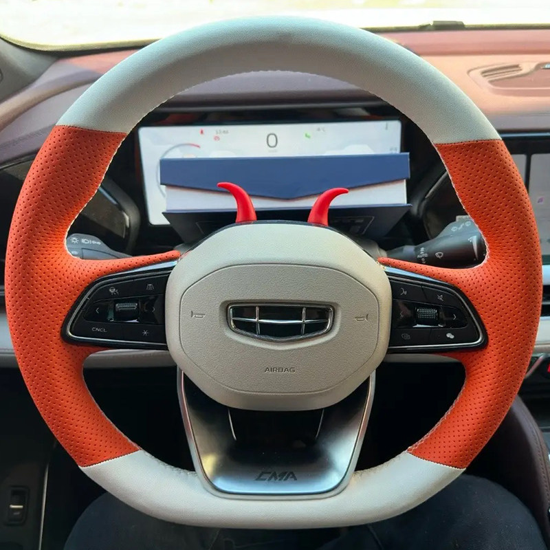 21-25款吉利星越L方向盘套真皮豪越L把套手缝专用全包款内饰改装