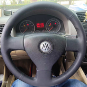 大众迈腾速腾朗逸方向盘套真皮Polo宝来途安把套手缝专用 11款