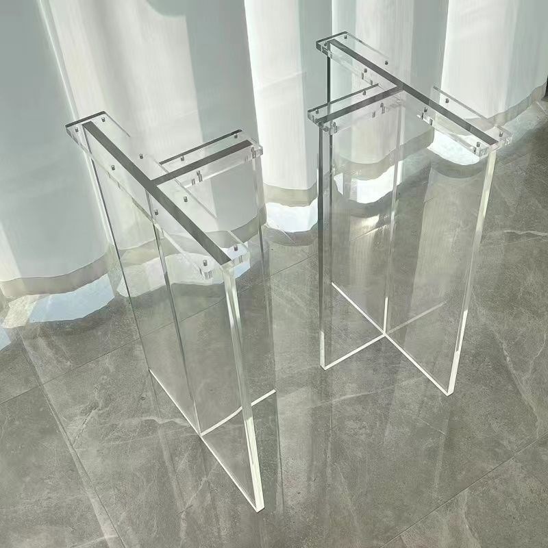 速发新品优惠亚克玻桌腿高透明餐桌脚璃机力有厚板茶几T型可尺寸