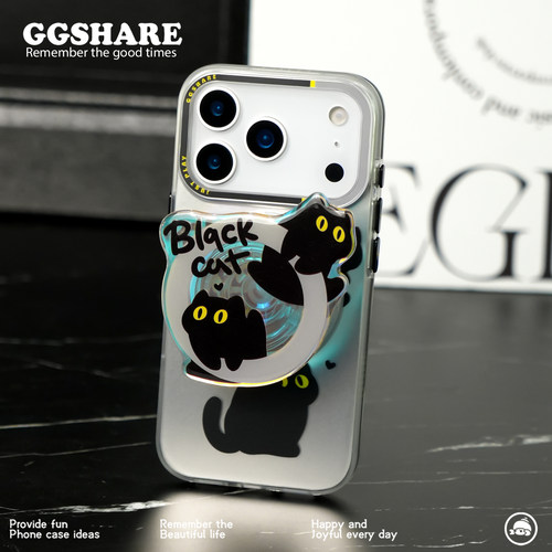 GGSHARE电镀银调皮猫磁吸手机壳