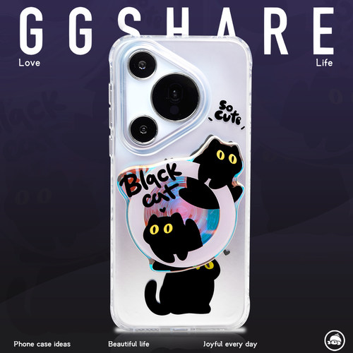 GGSHARE金属银调皮猫磁吸手机壳
