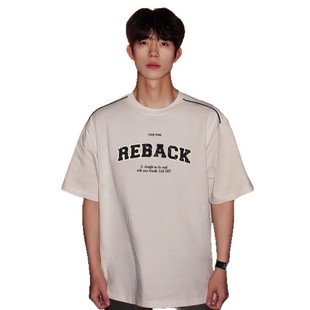 重磅纯棉正肩半袖 美式 新款 T恤男夏季 男生青少年宽松衣服 复古短袖