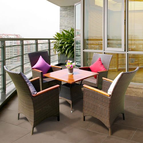 速发藤椅五件套户外台休闲室外庭院花园桌椅套件组合露天藤椅子防