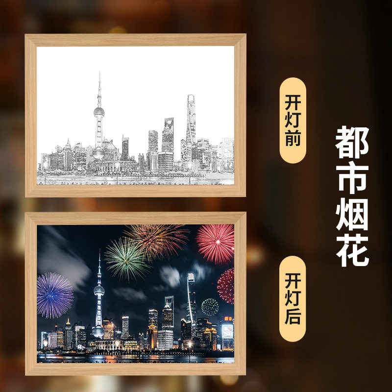 现货速发素描画相框摆台情侣照片创意生日教师节礼物小夜灯灯光画