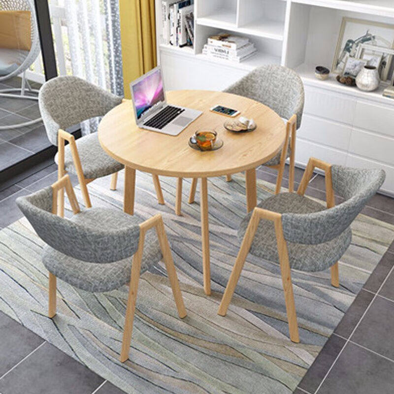 速发新餐接待会议桌椅组合办公室休闲小户型圆形款桌配1椅子套把,住宅家具,板木餐桌,淘宝优惠券,粉丝福利购,淘宝优惠卷