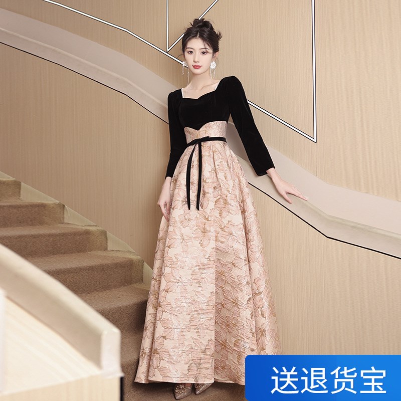 速发法式订婚晚礼服裙高日轻奢小持敬酒服大码生端宴会主众平时可