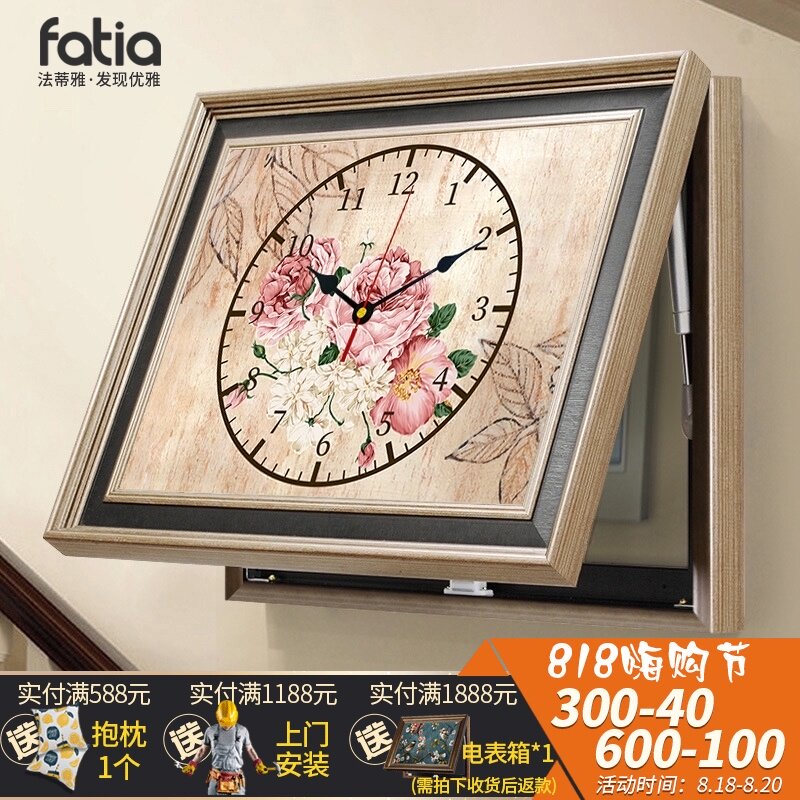 速发弱电表箱遮挡电美式配箱箱装饰画带钟表免打孔欧式画厅挂客墙