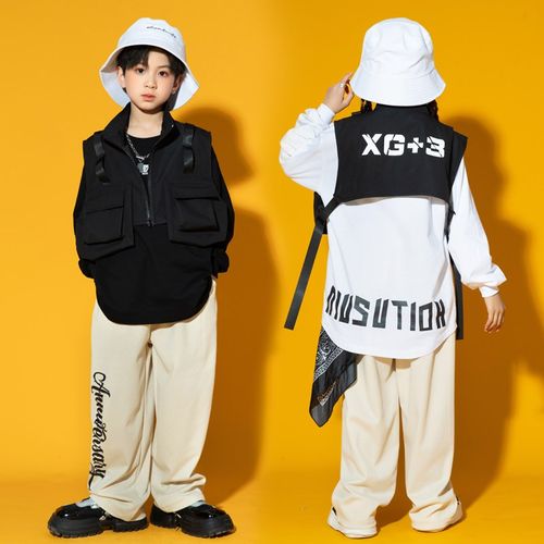 速发街舞服装嘻哈装套男o马甲长裤少儿炸街hiph孩p爵士舞演出服秋