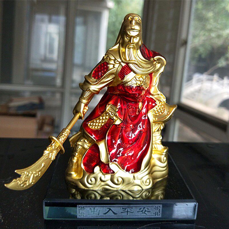 速发关二佛像关羽关公爷关云合关人像书桌面车载车饰长金摆件
