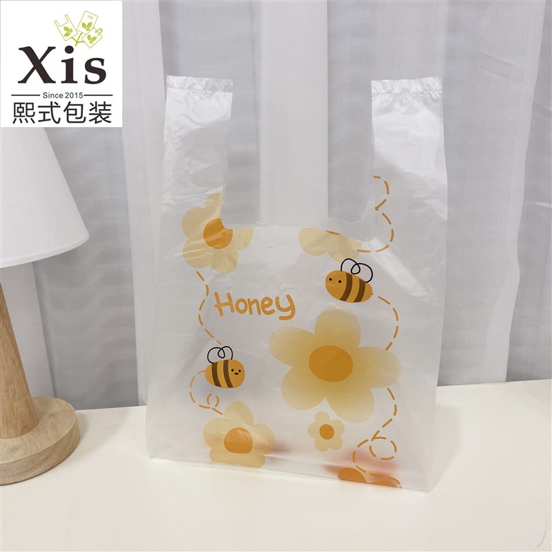 现货透明马夹袋烘焙甜品外卖打包袋大号塑料袋沙拉X寿司包装袋子