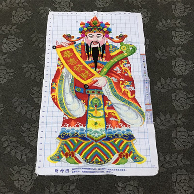速发纯手财成品办神爷文财神人物珠绣招财店铺工公室